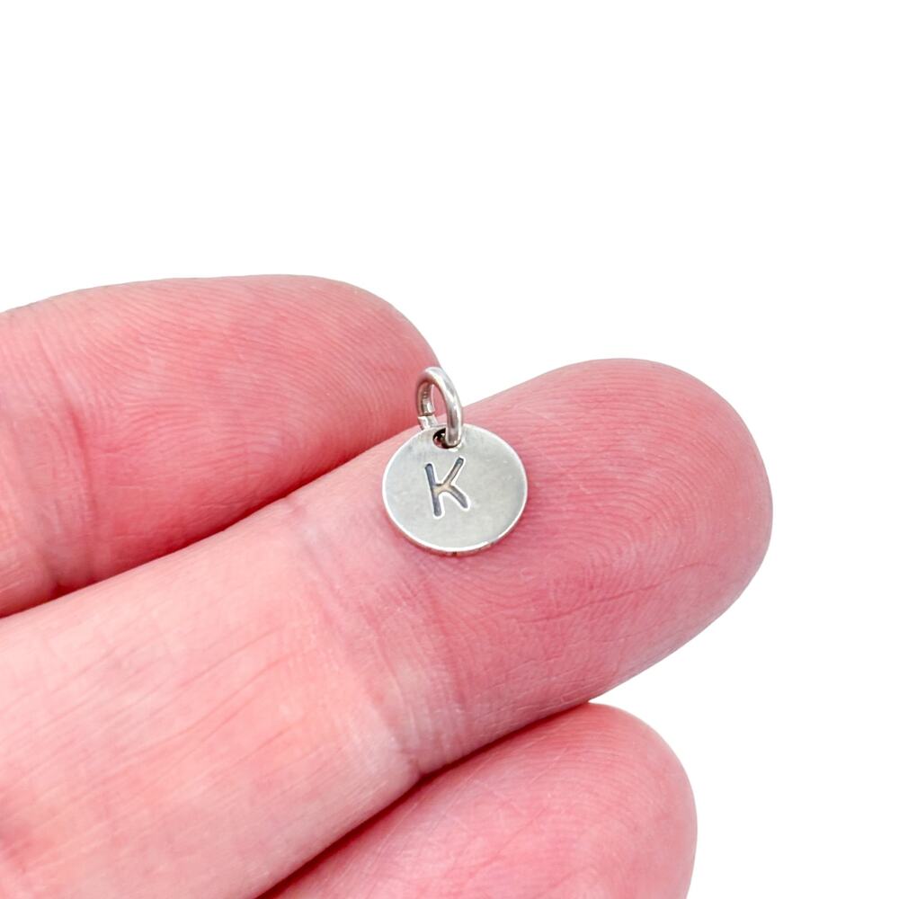 Vintage Sterling Silver 925 Initial K Disc Charm